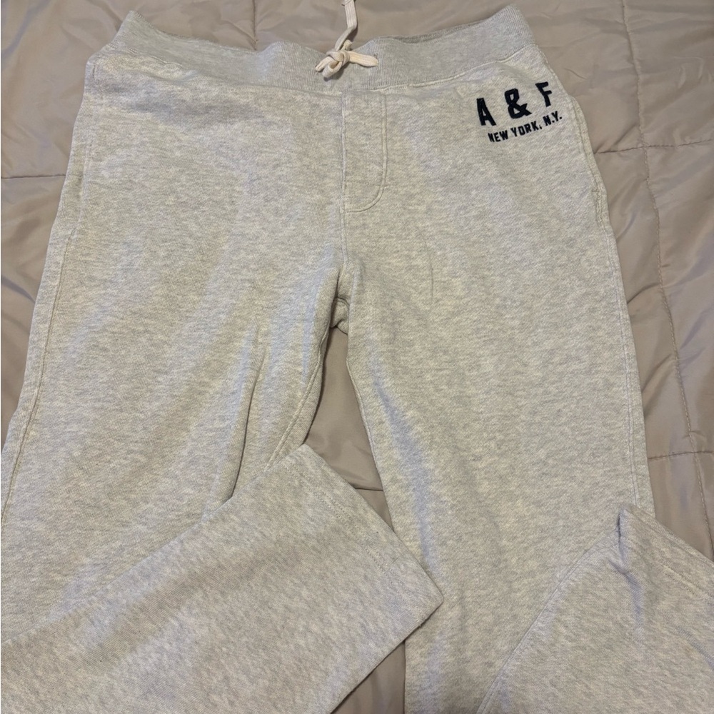 Abercrombie & Fitch Light Gray Sweatpants with A&F Navy blue  Logo (MEN’S)